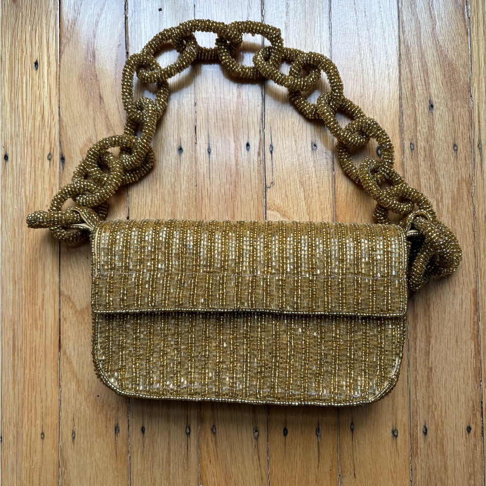 Antik Kraft Gold Beaded Shoulder Bag